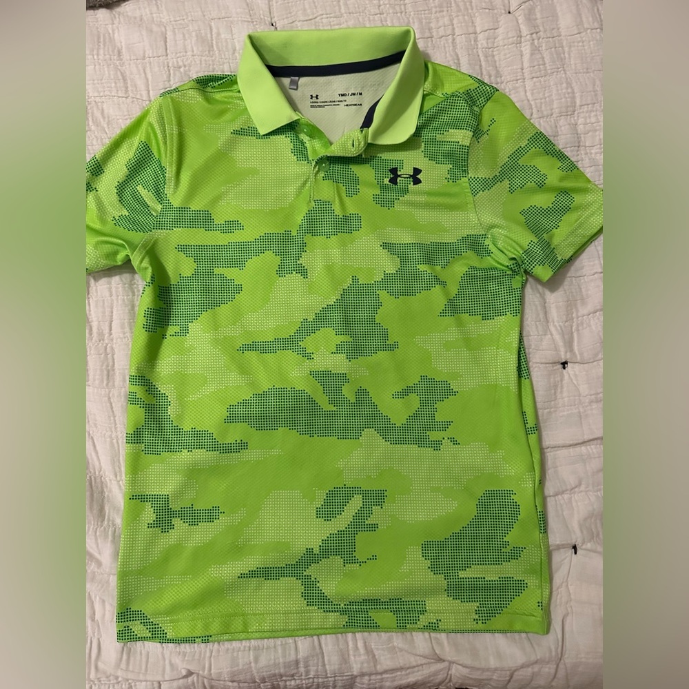 Bright green Camo Under Armour polo